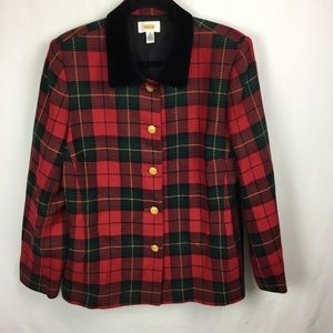 Talbot’s Plaid Wool Lined Blazer Jacket